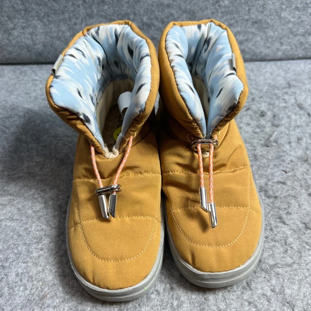 Hey Dude Kids Denny Puffer Boots Mustard Yellow Quilted Ankle Snow Boots Size 13